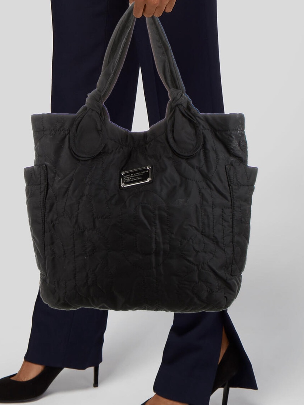 Marc by Marc Jacobs Black Quilted Nylon Tote Bag Y2K